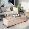 Banco De Almacenamiento Poliéster Espuma Homcom 125x49x41,5 Cm Beige