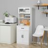 Alacena De Cocina De Mdf Vidrio Templado Homcom 60x38x161 Cm Blanco