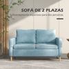 Sofá De 2 Plazas De Poliéster Espuma Acero Homcom 143x76x83 Cm Azul
