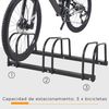 Aparcamiento Para 3 Bicicletas De Acero Homcom 76x33x27 Cm Negro