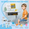 Juego De Escritorio Y Silla Infantil Altura Ajustable Gris Homcom