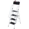 Escalera Plegable De Metal Y Acero Homcom 50x83x155 Cm Blanco Y Negro