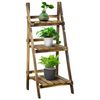 Soporte Para Plantas De Madera De Abeto Outsunny 40x37x93 Cm Natural