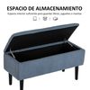 Baúl Almacenaje Poliéster Espuma Madera Goma Homcom 95x38x45 Cm Azul