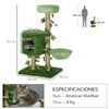 Árbol Para Gatos Pawhut Aglomerado Poliéster Yute 50x40x91 Cm Verde