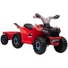 Quad Eléctrico Para Niños De 18-36 Meses Con Remolque Rojo Homcom