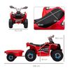 Quad Eléctrico Para Niños De 18-36 Meses Con Remolque Rojo Homcom