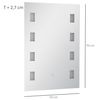 Espejo De Baño Con Led De Vidrio Aluminio Kleankin 70x2,7x50 Cm Plata