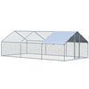 Gallinero Exterior Pawhut Metal Galvanizado Tela 3,03x6x1,95 M Plata