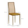 Juego De 2 Sillas De Comedor Pe Pu Acero Homcom 40x50x97 Cm Ocre