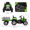 Tractor Eléctrico Con Remolque Para Niños 3-6 Años Verde Homcom
