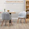 Sillas De Comedor De Poliéster Espuma Madera Homcom 58x60x82 Cm Gris