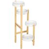 Soporte Para Plantas De Bambú Metal Homcom Ø28x80 Cm Natural Y Blanco