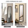 Espejo De Pie O De Pared De Mdf Vidrio Homcom 37x37x154 Cm-negro