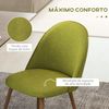 Pack De 2 Sillas De Comedor Lino Espuma Acero Homcom 50x52x83cm Verde