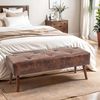 Taburete Pie De Cama De Pu Espuma Madera Homcom 114x38x42 Cm Marrón