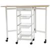 Carrito De Cocina De Metal Mdf Homcom 97,2x37x77,5 Cm Blanco Y Roble