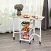 Carrito De Cocina De Metal Mdf Homcom 97,2x37x77,5 Cm Blanco Y Roble