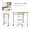 Carrito De Cocina De Metal Mdf Homcom 97,2x37x77,5 Cm Blanco Y Roble