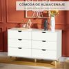 Cómoda De Melamina De Madera Pino Homcom 120x40x76cm-blanco