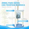 Árbol Para Gatos De Felpa Sisal Ø54,5x155cm-pawhut.blanco Y Azul