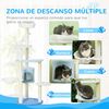 Árbol Para Gatos De Felpa Sisal Ø54,5x155cm-pawhut.blanco Y Azul