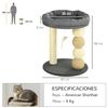 Árbol Para Gatos De Madera Sisal Poliéster Ø40x48 Cm-pawhut. Gris