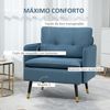 Butaca De Salón De Espuma Acero Poliéster Homcom 76x68x80 Cm Azul