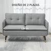 Sofá De 2 Plazas De Poliéster Espuma Acero Homcom 139x68x80 Cm Gris