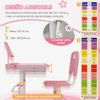 Juego De Escritorio Y Silla Infantil Altura Ajustable Rosa Zonekiz