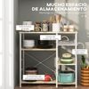 Estantería De Cocina De Melamina Acero Homcom 90x40x84,5 Cm Roble