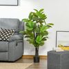 Árbol De Ficus Artificial De Peva Pe Cemento Ø15x130cm-homcom.verde