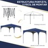 Carpa Plegable De Acero Tela 295x295x255 Cm-outsunny.azul Oscuro