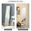 Espejo De Pie De Madera De Pino Vidrio Homcom 37x43x156 Cm-blanco