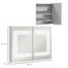 Armario De Baño De Mdf Vidrio Kleankin 80x15x65 Cm Blanco Brillante