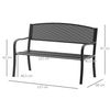 Banco De Jardín De 2 Plazas Outsunny Acero 127x60x87 Cm Negro