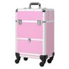 Maleta De Maquillaje De Plástico Aluminio Homcom 34x25x62 Cm Rosa