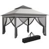 Carpa Plegable De Acero Tela Oxford 326x326x272 Cm-outsunny. Gris