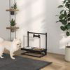 Comedero Elevado Para Perros De Acero 40,5x22x39 Cm-pawhut. Negro