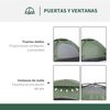 Tienda De Campaña Outsunny Poliéster, 206x152x110 Cm, Verde