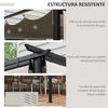 Pérgola De Jardín De Poliéster Metal 4x3 M-outsunny. Crema