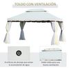 Cenador De Jardín De Aluminio Poliéster 4x3x2,8m-outsunny. Blanco