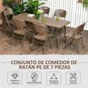 Conjunto 1 Mesa+6 Sillas De Acero Hdpe-outsunny. Marrón