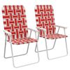 Sillas De Camping Plegables De Metal Pe 57x57x94 Cm-outsunny. Rojo