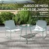 Conjunto 1 Mesa+ 2 Sillas De Jardín De Acero-outsunny. Verde