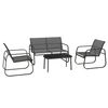 Conjunto 2 Sillones+1 Sofá De 2 Plazas+1 Mesa De Acero-outsunny.negro