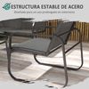 Conjunto 2 Sillones+1 Sofá De 2 Plazas+1 Mesa De Acero-outsunny.negro