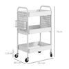 Carrito Auxiliar Con Ruedas De Acero Homcom 53,5x30,5x75 Cm Blanco