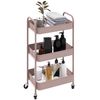 Carrito Auxiliar Con Ruedas De Acero Homcom 45x30,6x79 Cm Rosa