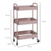 Carrito Auxiliar Con Ruedas De Acero Homcom 45x30,6x79 Cm Rosa